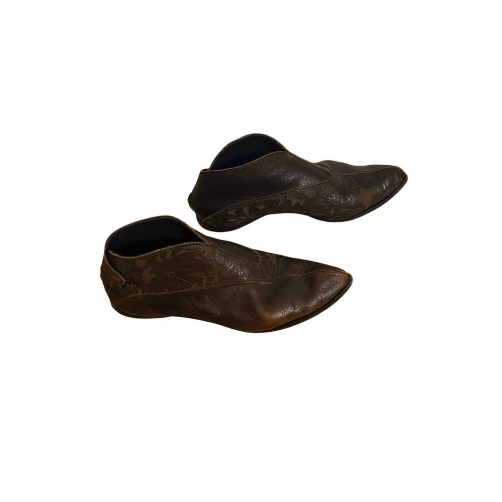 CYDWOQ Table Dark Brown Tooled Leather Shoe Women’s 39 EU